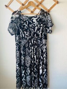 INC International Concepts Woman 1X Black & White Abstract Print Dress